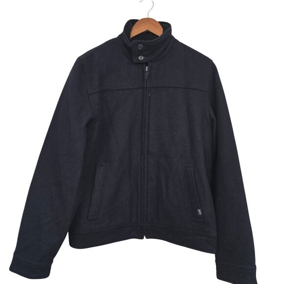 Abercrombie & Fitch Men’s Wool Coat Jacket L Navy Blue Quilted Classic Preppy - Picture 2 of 9